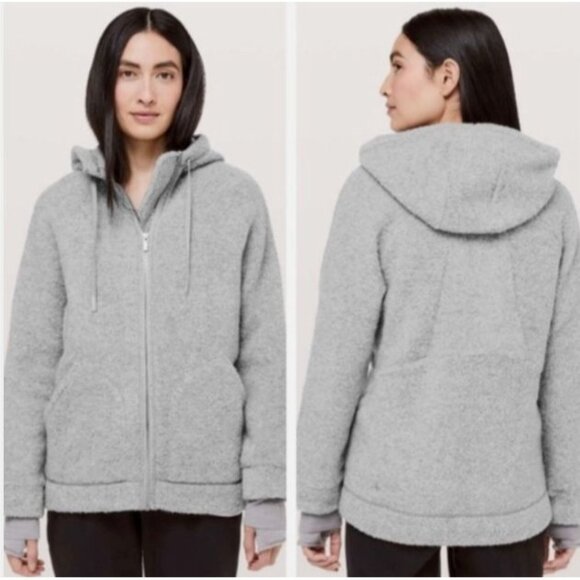 Lululemon Jackets & Blazers - Lululemon So Sherpa Hooded Jacket Wool Blend Coat Full Zip Gray 4 $148 W4ATOS